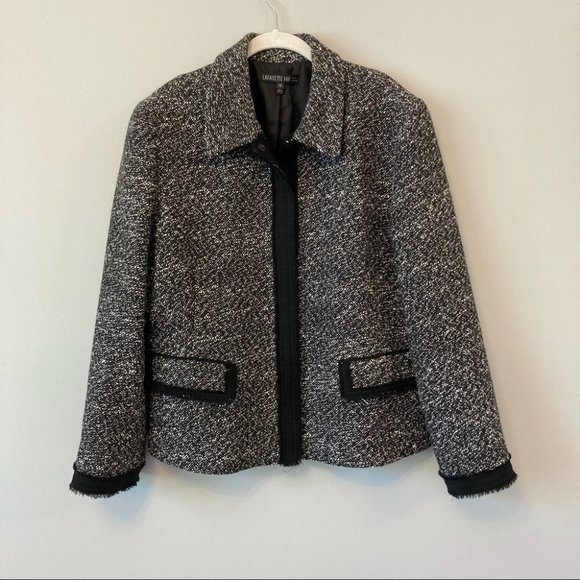 Lafayette 148 Black White Tweed Blazer Jacket Women’s Size 16